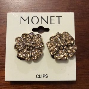 Monet Flower Clip Earrings